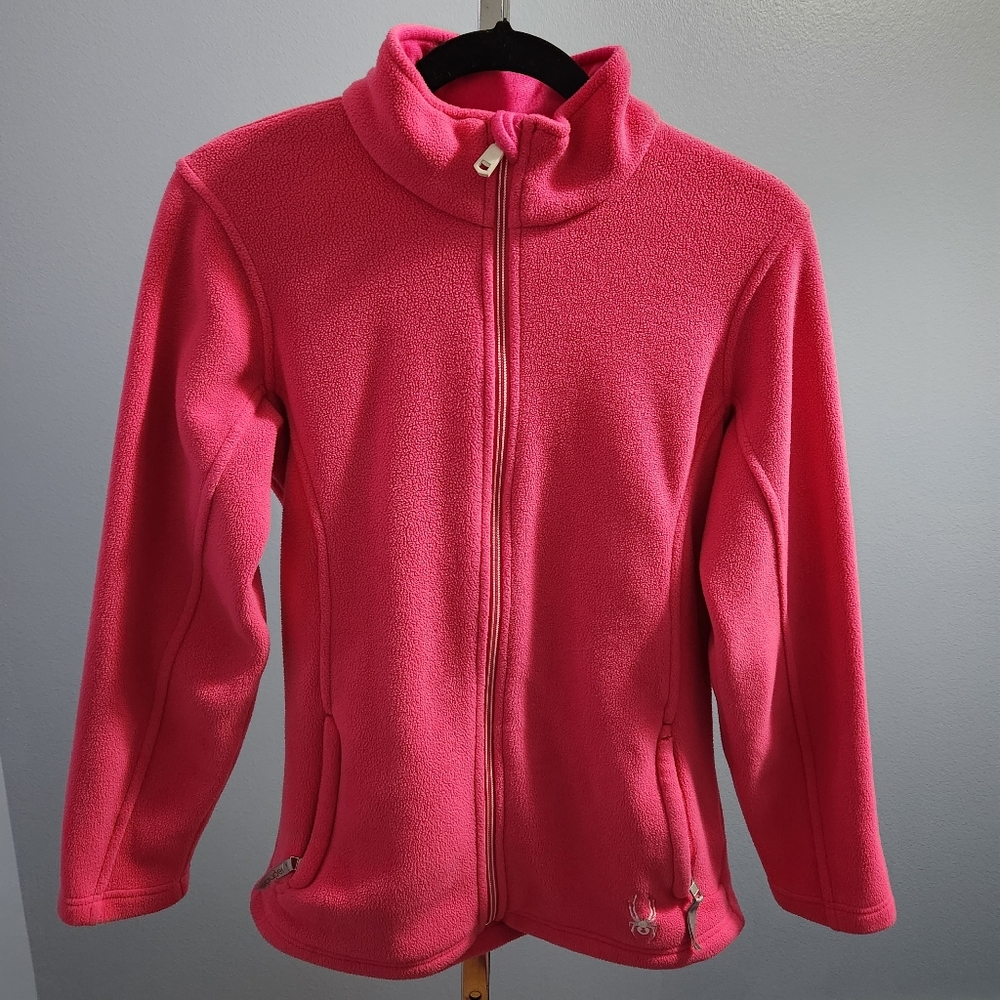Spyder Full Zip Fleece Sweater Jacket Pink Ski Girl's XL Women's Small/Medium.